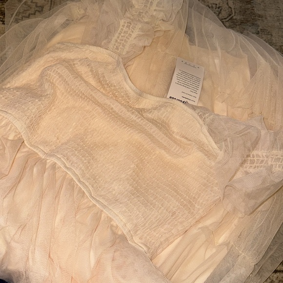 PRETTYGARDEN Summer Casual Sleeveless Smocked Ruffle Tulle Flowy dress - Picture 4 of 5